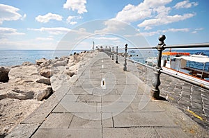 The ship dock on the Amalfi coast of Naples, Italy