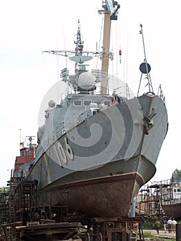 Ship in the dock, Astrakhan, Russia