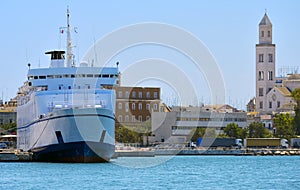 Ship docked in the port of Bari,