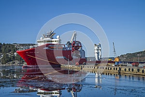 Ship docked at the port of halden