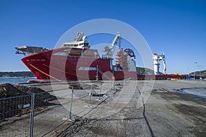 Ship docked at the port of halden
