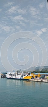 Ship docked at port of Merak, Indonesia