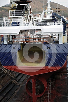 Ship in dry dock