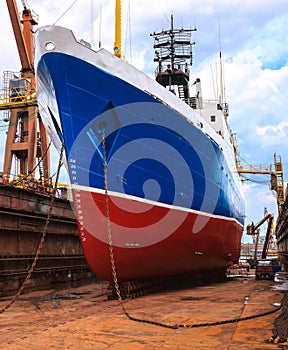 Ship in dry dock