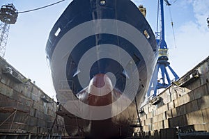 Ship in dry dock