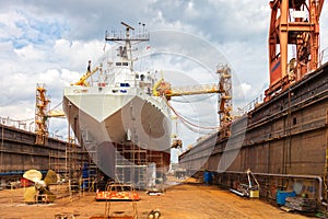 Ship in dry dock