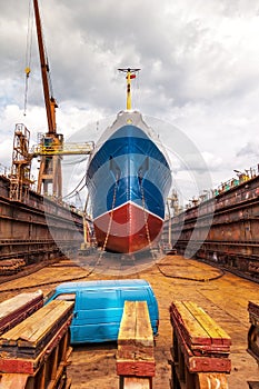 Ship in dry dock