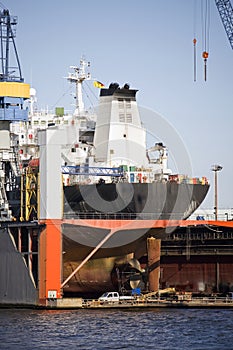 Ship in dry dock