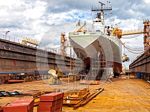 Ship in dry dock