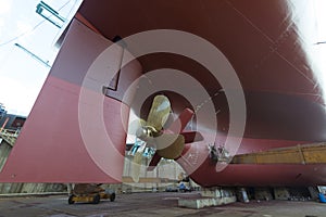 Ship in dry dock