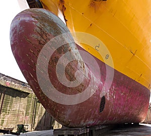 Ship in a drydock