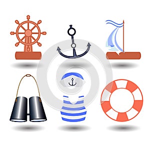 Ship elements on a white background