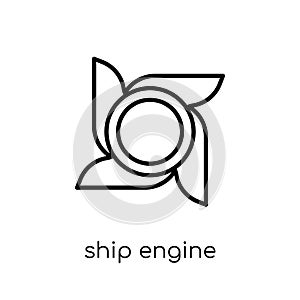 Ship Engine Propeller icon. Trendy modern flat linear vector Ship Engine Propeller icon on white background from thin line