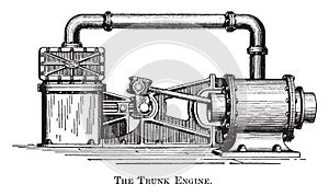 Ship Engine, vintage illustration