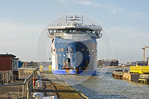 Ship entering Shoreham Harbour