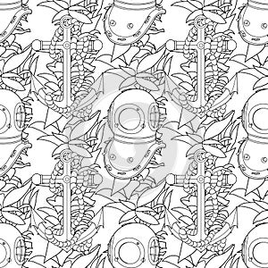 Ship equipment seamless pattern.