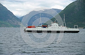 Ship-ferry in fiord photo