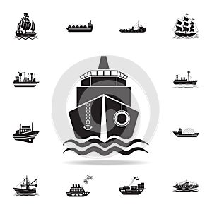ship front view icon. Detailed set of ship icons. Premium graphic design. One of the collection icons for websites, web design,