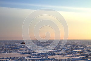 Ship in frozen sea