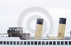 Ship funnel chimney to exhaust smoke from steam engine