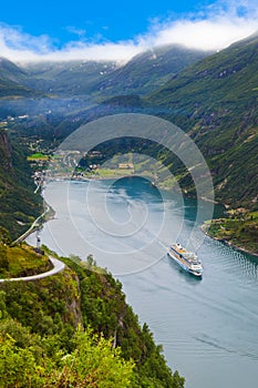 Ship in Geiranger fjord - Norway