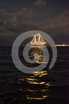 Ship glowing in the sea