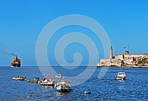 A Ship Goes Out To Sea, Past The Morrow Castle In Havana, Cuba