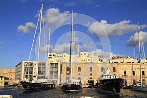 Ship in the Grand Harbour of Valletta, Malta