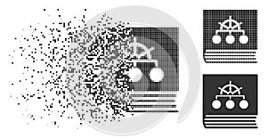 Destructed Pixel Halftone Ship Guide Book Icon