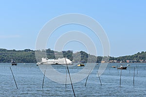 Ship harbored in a sea in goa