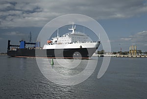 Ship in the harbour of Klaipeda (Lithuania)