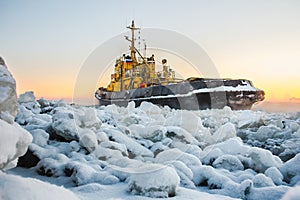 The ship heats the ice in winter