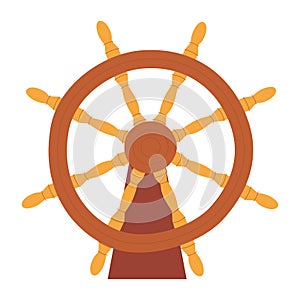 Ship helm icon, boat steering wheel, yacht rudder vector illustration. Ship's wheel pictogram