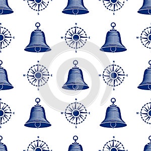 Ship helm seamless pattern marine boat wheel.