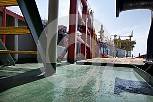 Ship hose handling operation