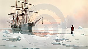 Ship On Ice Painting In The Style Of David Nordahl And Rosa Bonheur