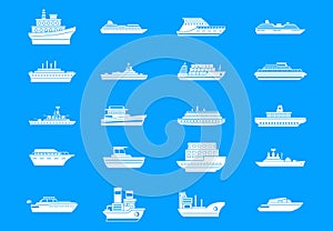 Ship icon blue set vector