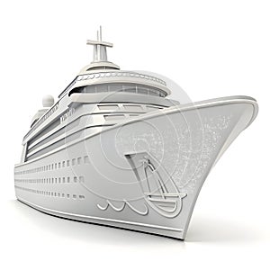 Ship icon 3D render isolated on white background