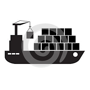 Ship icon on white background. boat and logistics sign. transportation and shipping symbol. cargo ship logo.  flat style