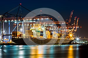 Ship loaded in New York container terminal