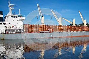 Ship loaded with timber