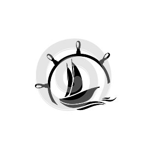 Ship logo, design logo concept of shipping freight services