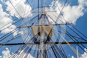 Ship Mast against a blue sky