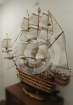 Ship. Model of ship. Sailing-vessel.