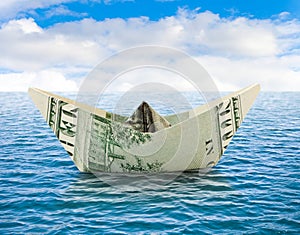 Ship from money on water
