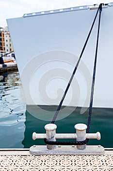 Ship moored in harbor