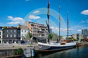 Ship moored in Willemdock in Antwerp, Belgium, Europe