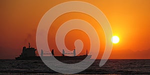 Ship in the morning sun