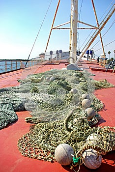 Ship and nets.