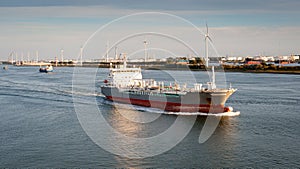 Ship in Nieuwe Waterweg canal.